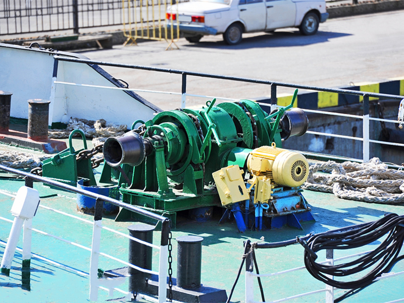 marine winch equipment installed on decks