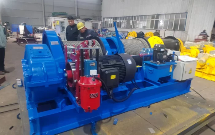 15T electric double drum mooring winch with hydraulic band brake and clutch